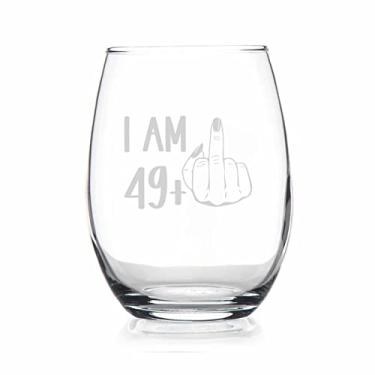 Imagem de Taça de vinho sem haste Im 49 Plus 50Th Birthday - Presente de aniversário de 50 anos para mulheres - Presentes de aniversário exclusivos - Presentes criativos - Presentes de aniversário engraçados