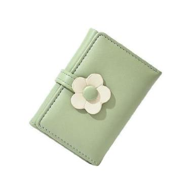 Imagem de Carteira feminina dobrável fina e minimalista para cartão de crédito, Verde, Minimalista