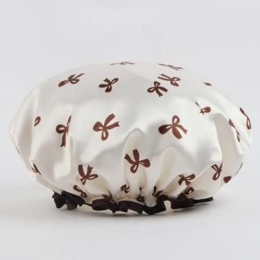 Imagem de Touca de banho espessa para mulheres - Capa de cabelo de banho de camada dupla, elástica macia para banho, natação, touca de cabelo antiderrapante para spa