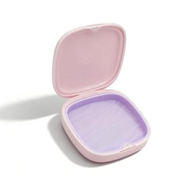 Imagem de Maobuli Suporte de alinhador fino, estojo retentor fino com orifícios de ventilação, caixa de proteção noturna portátil de baixo perfil (rosa roxo)