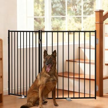 Imagem de No Pawblems Portão livre para cães com porta, cerca dobrável de 91 cm de altura para cães para ambientes internos e externos, portão extra largo para filhotes de até 135 cm para escadas, corredores