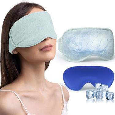 Imagem de Máscara para os olhos, máscara de dormir de fibra de algas para dores de cabeça, olhos secos e insônia, ponte de nariz ajustável para sono mais profundo, tecido de algas marinhas, terapia a frio