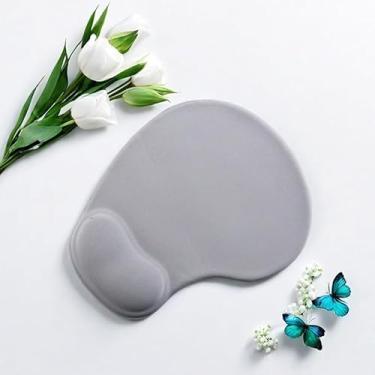 Imagem de Mouse pad com suporte de pulso, mouse ergonômico com descanso de pulso em gel para jogos, mesa de computador, laptop, escritório, casa e viagem (cinza)