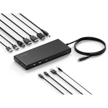 Imagem de Kensington Estação de ancoragem SD4842P 10 em 1 USB-C Triple Video HD (1080p @ 120Hz), entrega de energia de até 100W, 5 portas USB Plug and Charge, feita de 73% de conteúdo reciclado pós-consumo