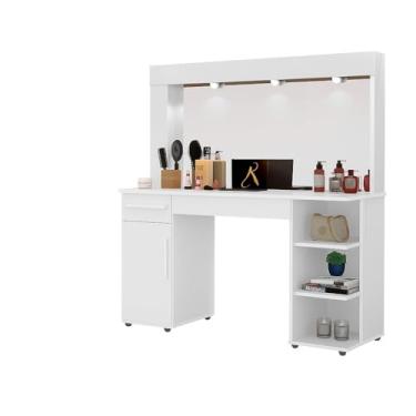 Imagem de Penteadeira Camarim Branca Com Espelho E Gaveta Com Divisoria Cj