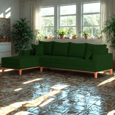 Imagem de Sofá 4 Lugares Beny Com Chaise Esquerdo Suede Verde