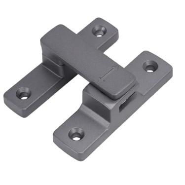 Imagem de Fockety Fecho para porta de celeiro, 90 graus, 180 graus, segurança reforçada, fechos para portas deslizantes para celeiros, jardins, garagens, casas de banho, armários, janelas (Cinza)