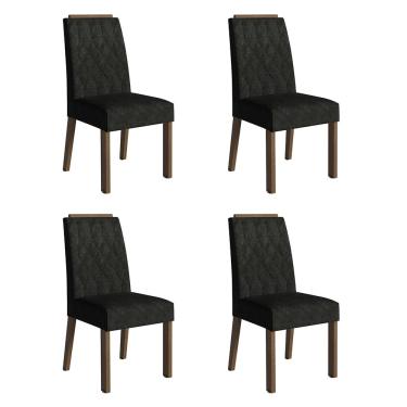 Imagem de Kit 4 Cadeiras de Jantar 4256 com Espaldar Rustic/Oxford Madesa