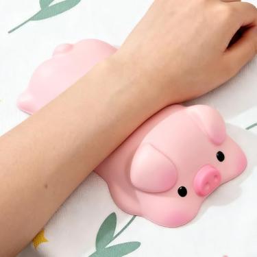 Imagem de Lindo mouse descanso de pulso mouse pad teclado cotovelo conforto suporte pad adequado para digitação e jogos - porco rosa