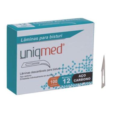 Imagem de Lâminas Para Bisturi Descartáveis Aço Carbono 100 Un Uniqmed