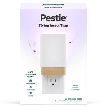 Imagem de Pestie Armadilha voadora para insetos, tecnologia NanoPulse atrai e mata moscas, moscas de frutas e mosquitos, armadilha para moscas 24/7 com luz UV, design moderno e sem bagunça, troca fácil de