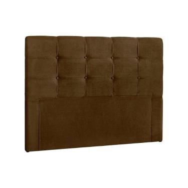 Imagem de Painel de Cama Box Estofada Casal Clean Plus Suede Marrom Chocolate - Simbal