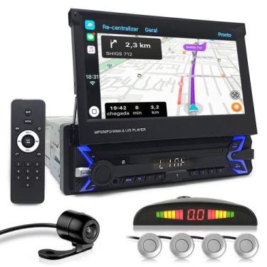 Imagem de Kit Multimídia Tela Retrátil + Câmera Ré + Sensor Ré Prata New Fit 201