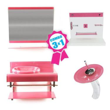 Imagem de Combo 3 em 1 - Gabinete 70cm Espanha + Torneira Ibiza + Kit Banheiro J