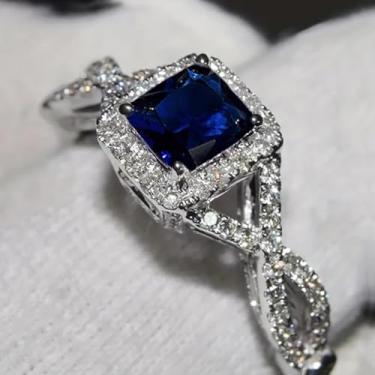 Imagem de Anel de noivado de zircônia cúbica moderna e brilhante joia de aliança de casamento de luxo, 8, Latão, Zircônia cúbica