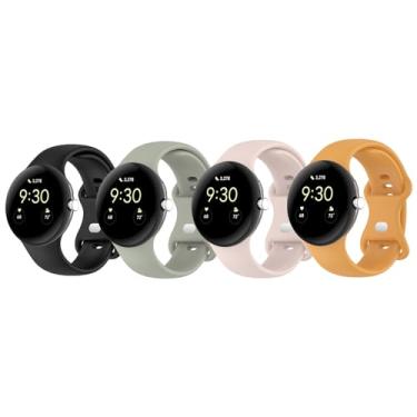 Imagem de 4 pulseiras de relógio compatíveis com o Google Pixel Watch 2/1 de silicone macio esportivas, pulseiras de reposição para relógio, acessórios para mulheres e homens