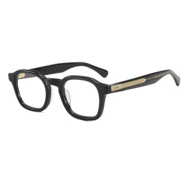 Imagem de Armação de óculos vintage em acetato preto para homens e mulheres (preto e dourado)