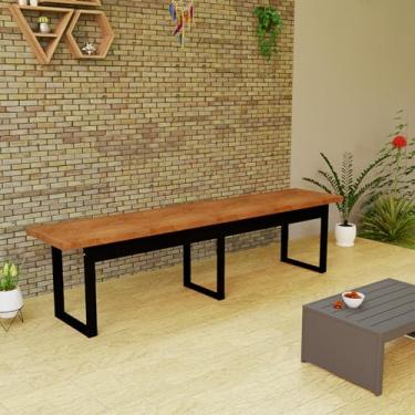 Imagem de Banco Industrial 160cm com Base de Ferro Design Moderno para Sala de Jantar, Varanda ou Área Gourmet (Preto)