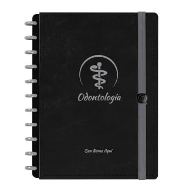 Imagem de Caderno De Disco Iscool Inteligente Personalizado 80 Folhas Profissões Preto Prata Odontologia Grande G