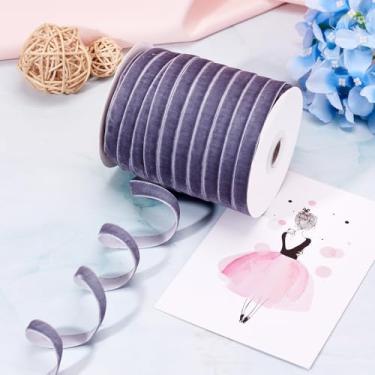 Imagem de Fita de veludo de 50 metros de largura, fita de veludo de face única, fitas de tecido cinza ardósia para embrulho de presente, artesanato, guirlanda, decoração de Natal