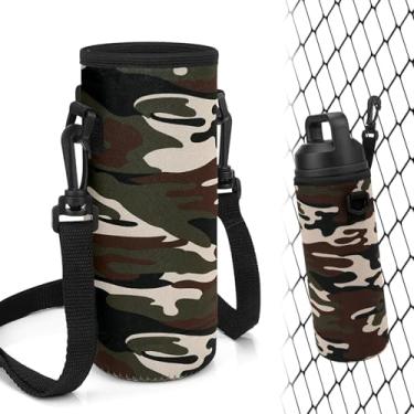 Imagem de Linkidea Luva para cerca de garrafa de água com gancho compatível com YETI Rambler Bottle 510 g, garrafa Hydro Flask de boca larga 510 g/567 g, bolsa de neoprene para esportes ao ar livre, camuflagem