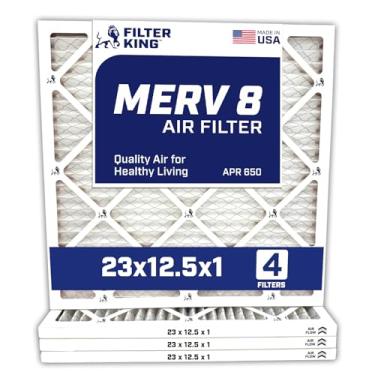 Imagem de Filter King Filtro de ar 23 x 12,5 x 1 | Pacote com 4 | Filtros de forno A/C plissados MERV 8 HVAC | Feito nos EUA | Tamanho real: 58 x 1,9 x 1,90 cm