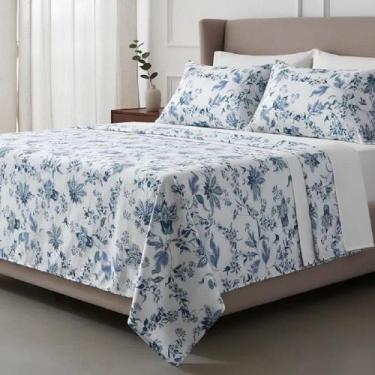 Imagem de Jogo de Lençol Cama Casal Teka Diamante Percal 150 fios 100% Algodão M