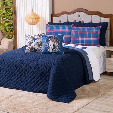 Imagem de Kit Cobre Leito Colcha Solteiro Country Com Almofadas Estampadas 05 Peças - Dupla Face...