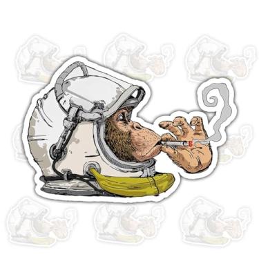 Imagem de (3 peças) Adesivo de banana de macaco espacial – Decalque de vinil engraçado à prova d'água para laptop, garrafa de água, copo, carro – presente para fãs, amantes de frutas, 7,6 cm