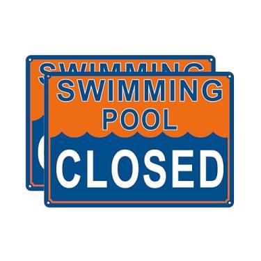 Imagem de Pacote com 2 placas fechadas para piscina, placa fechada para piscina, 35 x 25 cm, placa de alumínio resistente à ferrugem, à prova de intempéries, resistente ao desbotamento, uso ao ar livre, fácil