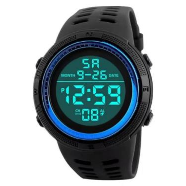 Imagem de Relógio Masculino de Pulso Esportivo Digital à Prova D'água LED - Preto/Azul 1251