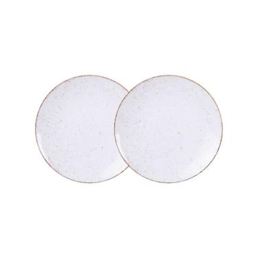 Imagem de Jogo De Pratos Sobremesa Rústico 2 Peças 21 Cm Porcelana Decorada Tramontina