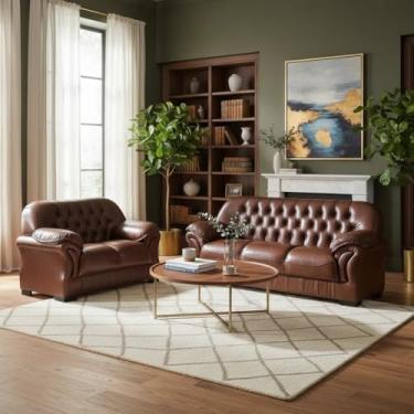 Imagem de Conjunto Sofá Rei 2 e 3 Lugares Couríssimo (PINHÃO)