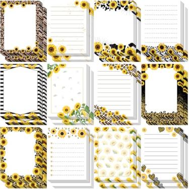 Imagem de Gilprop 24 peças adesivas de girassol adesivo bonito girassol notas memorando primavera flor leopardo bloco de notas presente para mulheres lembretes escritório e casa trabalho diário Natal