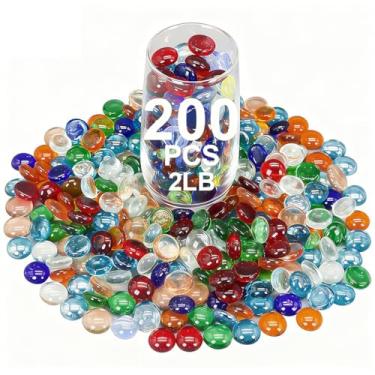 Imagem de Virekm Mini pedras de vidro para vaso, pedras de vidro de cores mistas, contas de mármore de fundo plano para aquário, plantador de aquário, artesanato, arte decorativa para casa, enchimento de vaso