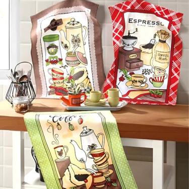 Imagem de Kit 3 Panos de Prato Atoalhado, Copa, Cor Coffee, Sortidos