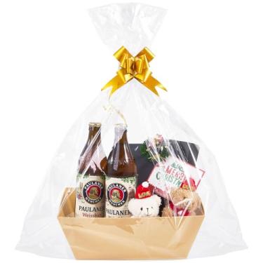 Imagem de Whdiystella 10 cestas de presente vazias em kraft grosso com alças, 10 laços, 10 sacos, cestas de presente vazias 30,5 x 22,5 cm para Natal, Dia dos Namorados, Páscoa, aniversários, festa de casamento