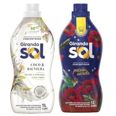 Imagem de Kit Amaciante Concentrado Girando Sol Coco e Baunilha Paixão Secreta 1L Vermelho Roupas Macias Cheiro Suave e Duradouro 2 Unidades Rende 100 Lavagens
