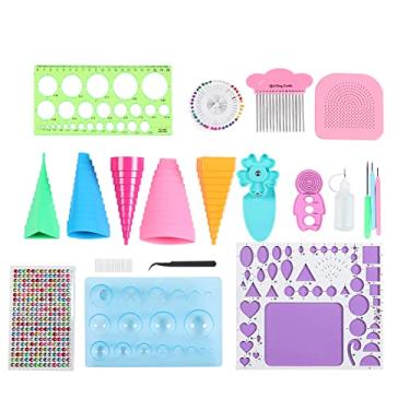 Imagem de Kit de ferramentas de quilling para artesanato em cartão de papel feito à mão com pinça de modelo 3 em 1, agulha de miçangas, acessório de scrapbooking faça você mesmo para