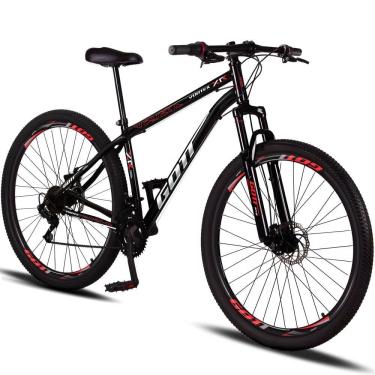 Imagem de Bicicleta Aro 29 Aço Carbono Gott Vortex 21v Com Suspensão e Freio a Disco - Preto e Vermelho
