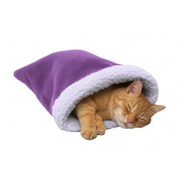 Imagem de Saco de Dormir com Sherpa Caminha de Dormir para Pet de Pequeno Porte Cães, Gatos e Roedores (LILÁS)