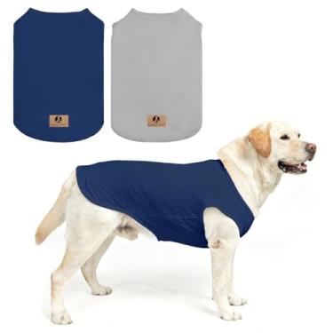 Imagem de KOOLTAIL Roupas para meninos para cães grandes, pacote com 2 camisetas quentes de algodão para outono/inverno, casacos para uso ao ar livre, proteção UV e contra insetos, antiqueda de pelos e leve
