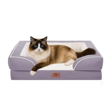 Imagem de Comfort Expression Sofá-cama impermeável com espuma ortopédica para cães pequenos, cama confortável para animais de estimação com capa removível lavável e fundo antiderrapante (PP, roxo)