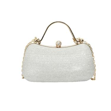 Imagem de SANOVIO Bolsa clutch de strass para mulheres | Bolsa transversal conversível para noite e festa | Namoro de formatura de casamento, Prata - 2, 7.87 inches x 4.33 inches x 2.95 inches
