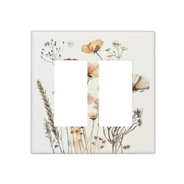 Imagem de DWBGUO Capas de tomada decorativas com lírios, orquídeas, flores, arranjos florais, placa de parede de 2 grupos, capa de interruptor duplo, placa frontal para decoração de quarto
