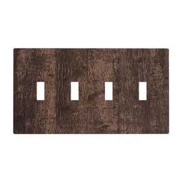 Imagem de Capas para interruptores de luz, rústico, marrom escuro, grão de madeira, quadriciclo, placa de parede decorativa para decoração de quarto de fazenda