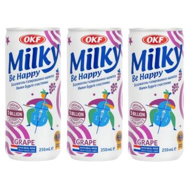 Imagem de Refrigerante Coreano Milky Sabor Uva 250ml - 3 Unid