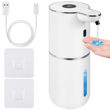 Imagem de Rudnia Dispensador automático de sabonete líquido, sem toque, recarregável USB-C, 380 ml, dispensadores de sabão inteligentes ajustáveis de 6 níveis, montados na parede para banheiro e cozinha