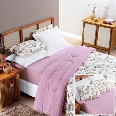 Imagem de Edredom 2,60m X 2,40m + Jogo De Cama Malha Quality King 04 Peças 100% 