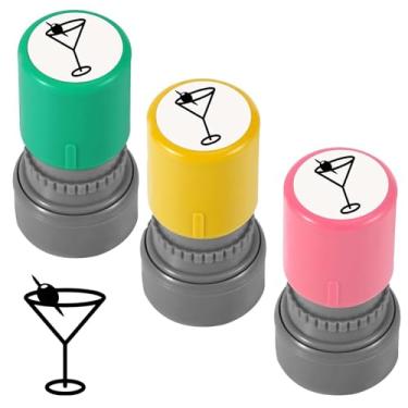 Imagem de Pacote com 3 carimbos Martini, carimbo autotintado para coquetéis, carimbo de vidro Martini para planejadores de artesanato